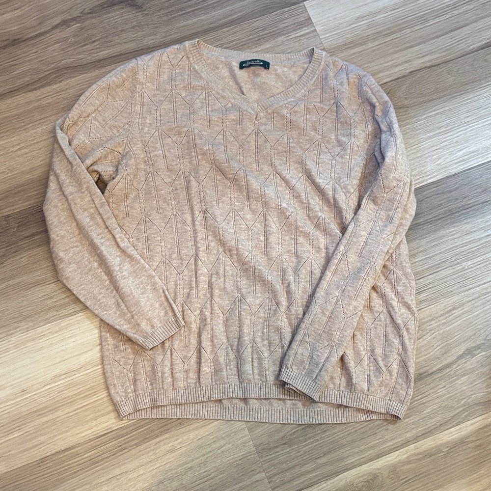 Stylish Beige V-Neck Sweater